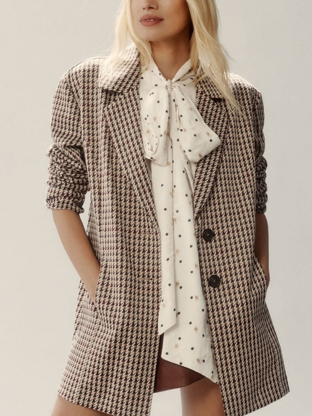 Avec Les Filles Knit Oversized Houndstooth Blazer | Size Small | NWT